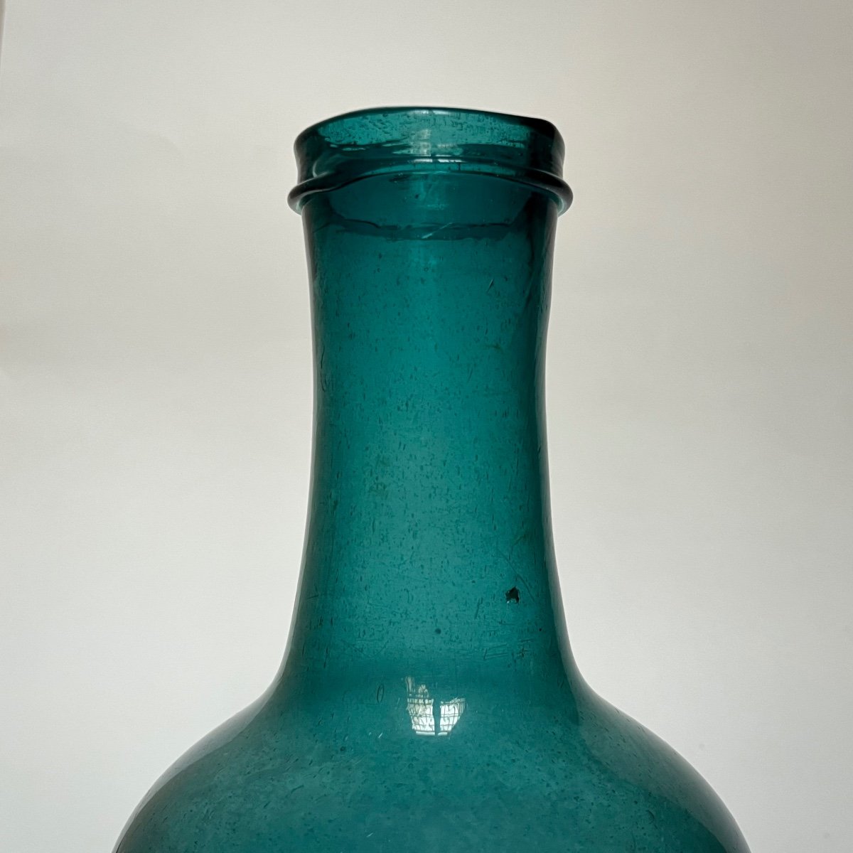 Bouteille de la Gr&eacute;signe en verre souffl&eacute; bleu vert  XVIIIe si&egrave;cle 18e-photo-2