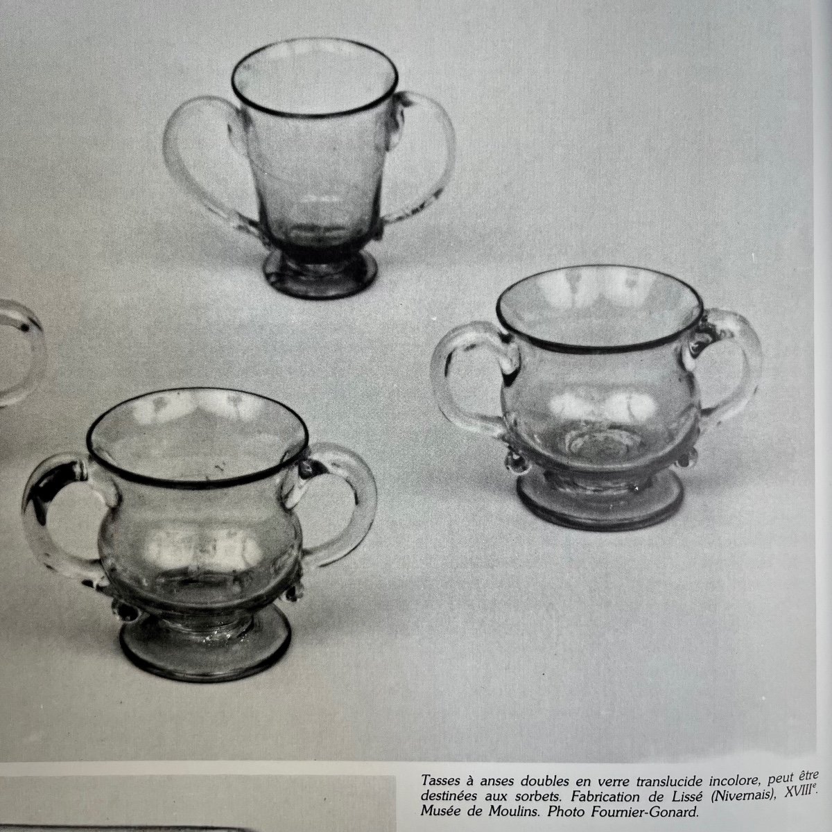 Four Sorbet Cups With Handles On A Blown Glass Tray, 18th Century, 18th Century Ice Cream-photo-3