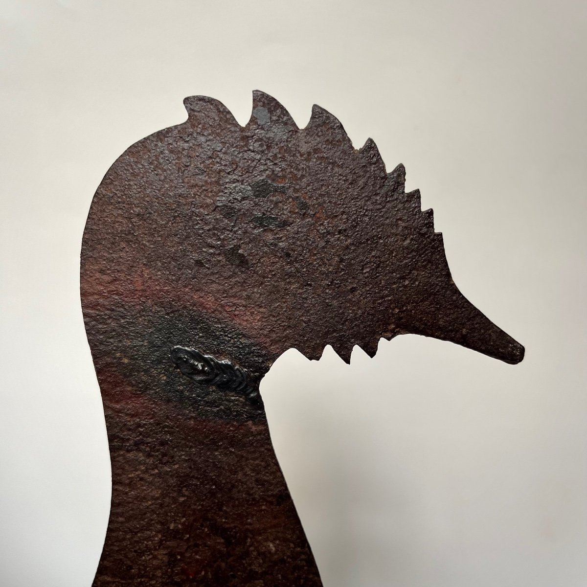 19th Century Wrought Iron Bell Tower Rooster Sign Or Weather Vane, Folk Art, 19th Century -photo-3