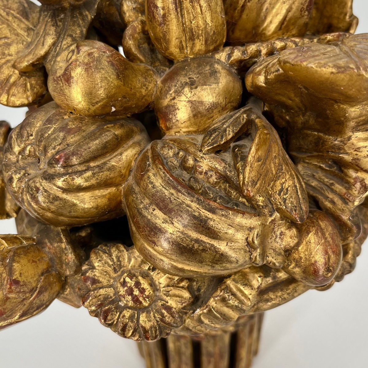 Basket Of Fruits And Flowers, Carved Gilded Wood From The End Of The 18th Century, 18th Century Centerpiece-photo-4