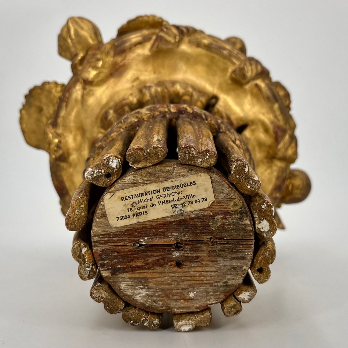 Basket Of Fruits And Flowers, Carved Gilded Wood From The End Of The 18th Century, 18th Century Centerpiece-photo-6