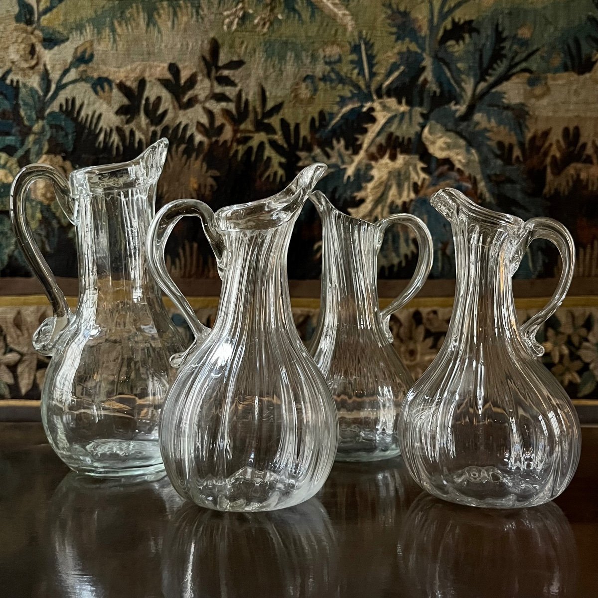 Four Normandy Blown Glass Pitchers From The Early 19th Century-photo-2