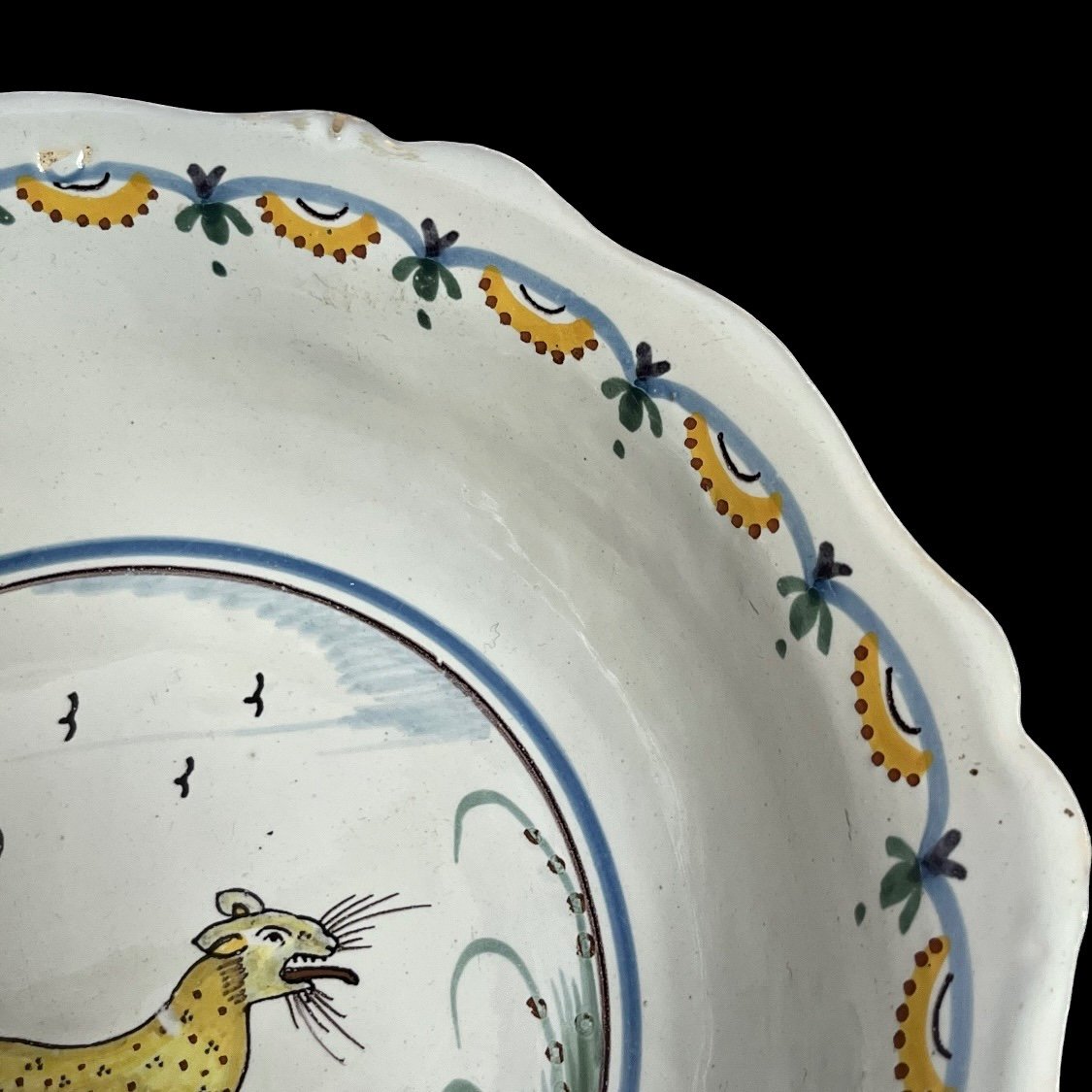 Salad Bowl Decorated With A Panther In Nevers Or Nivernais Earthenware, Late 18th, Early 19th Century-photo-3