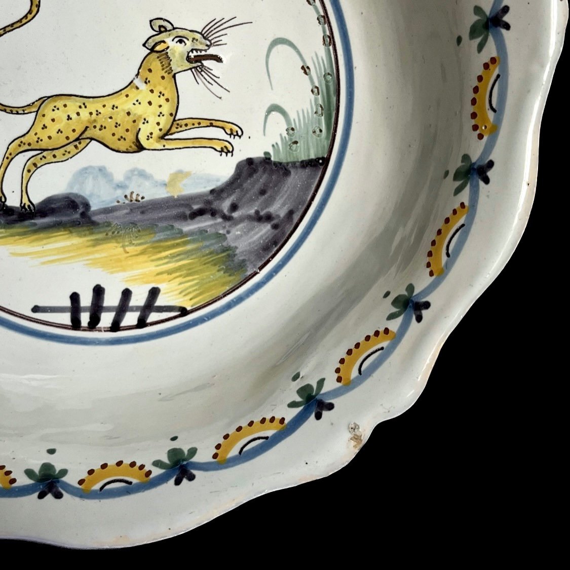 Salad Bowl Decorated With A Panther In Nevers Or Nivernais Earthenware, Late 18th, Early 19th Century-photo-4