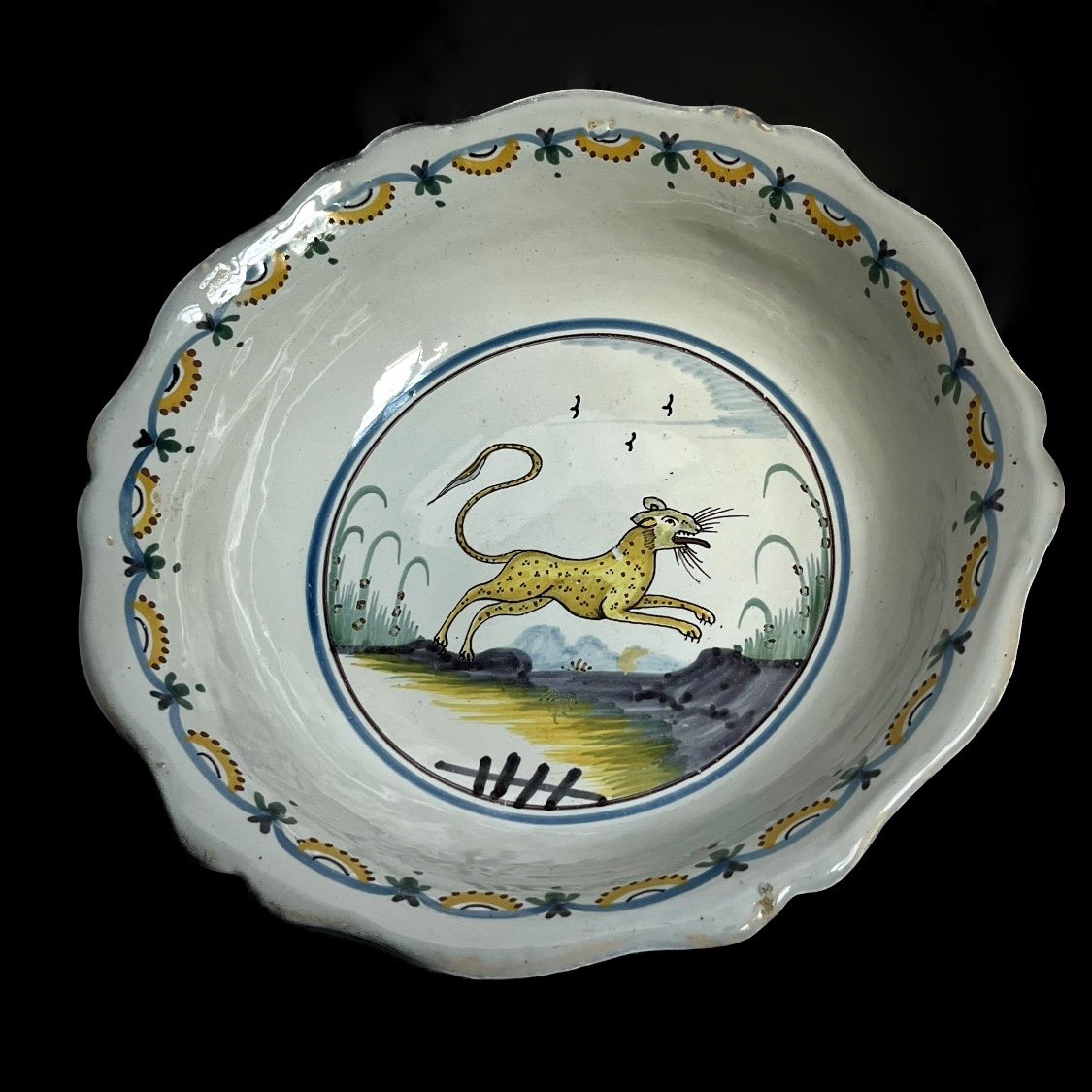 Salad Bowl Decorated With A Panther In Nevers Or Nivernais Earthenware, Late 18th, Early 19th Century-photo-7