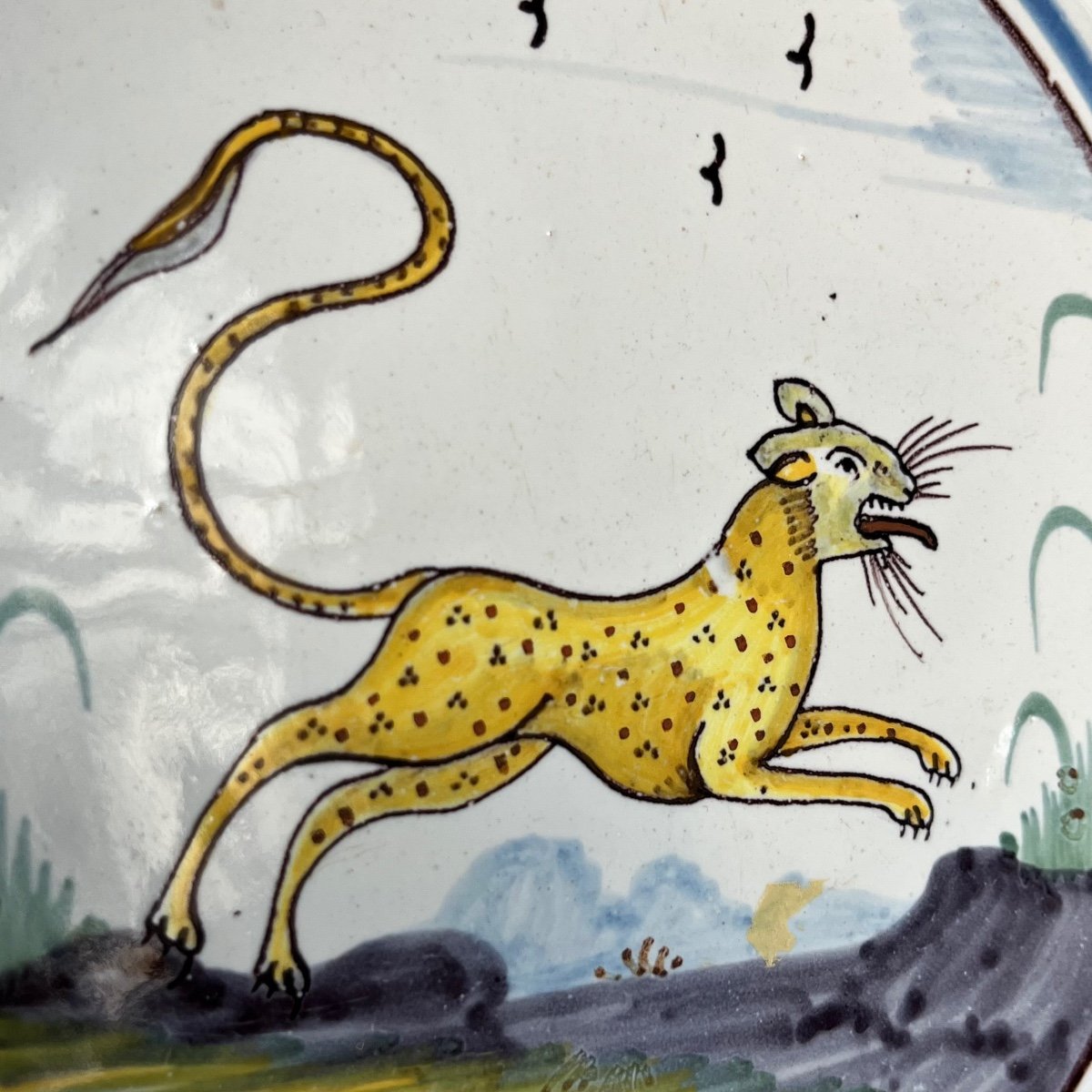 Salad Bowl Decorated With A Panther In Nevers Or Nivernais Earthenware, Late 18th, Early 19th Century-photo-8