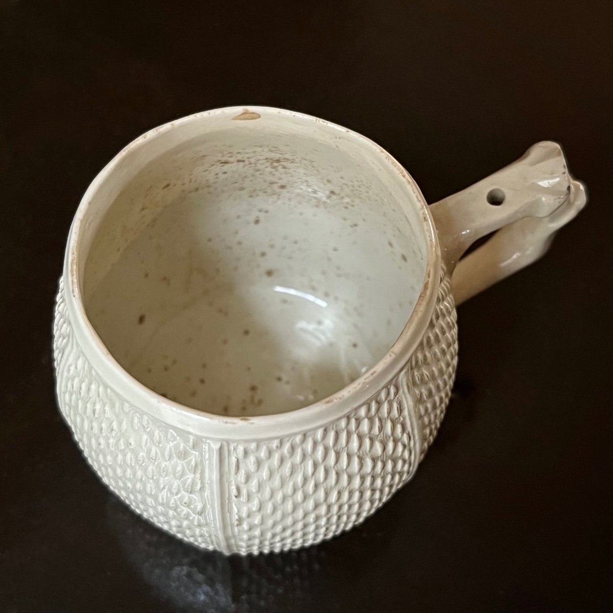 Mustard Pot And Spoon In Fine Earthenware From Pont Aux Choux, Paris, 18th Century-photo-5