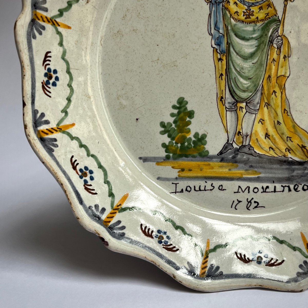 Nevers - Saint Louis -  assiette patronymique en faïence datée 1782 XVIIIe siècle 18e-photo-5