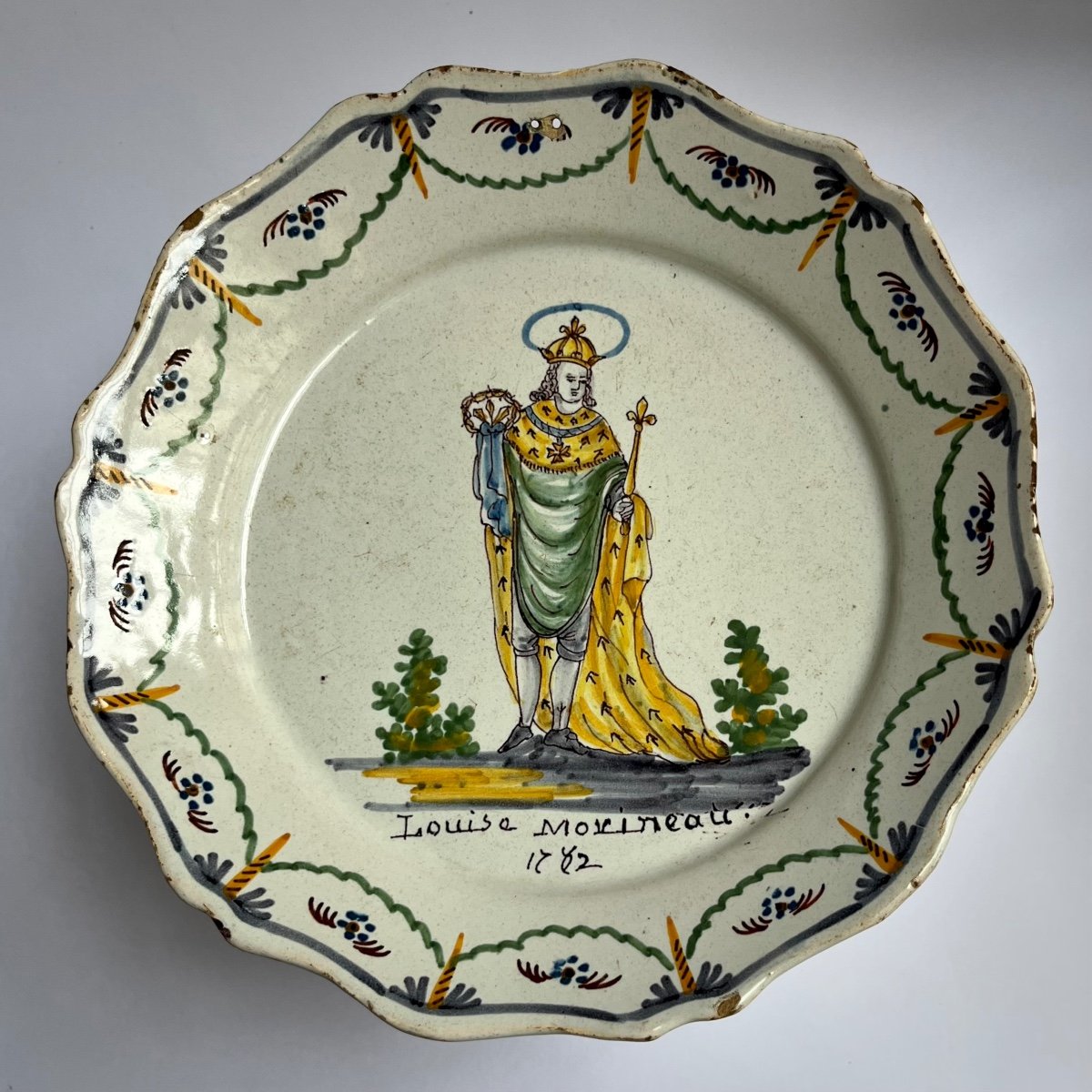 Nevers - Saint Louis -  assiette patronymique en faïence datée 1782 XVIIIe siècle 18e-photo-7