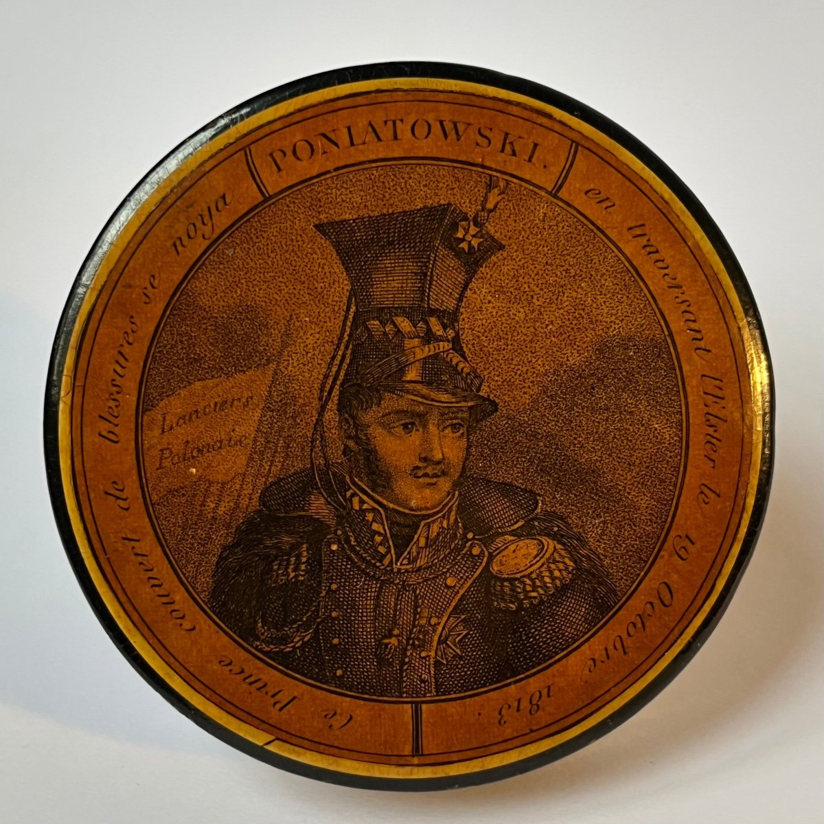 Joseph-antoine Poniatowski Snuff Box In Papier-mâché 19th Century Napoleon I Empire Poland