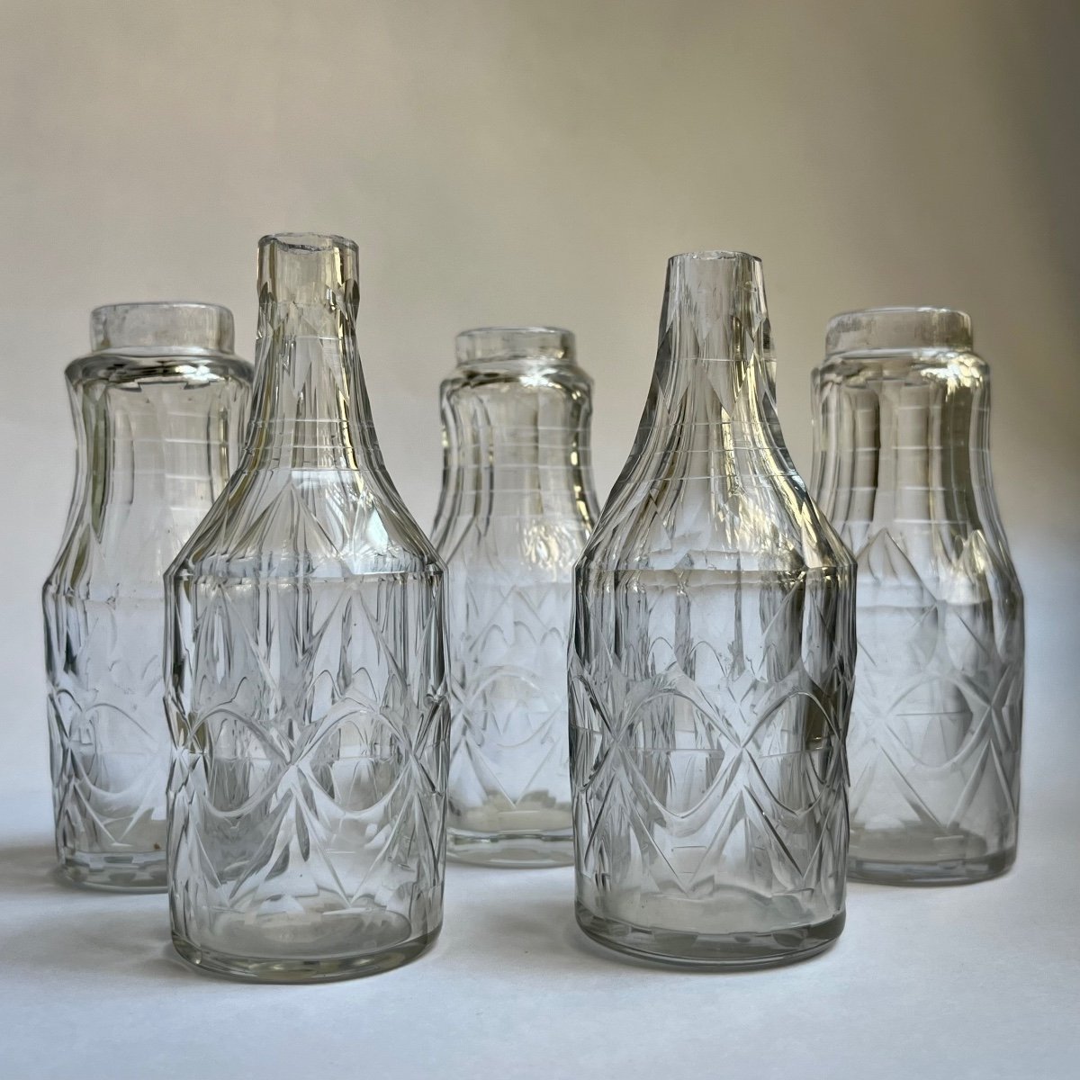 Glass Or Cut Crystal Bottles And Sprinklers With Silver Stoppers, Late 18th - Early 19th Century-photo-4