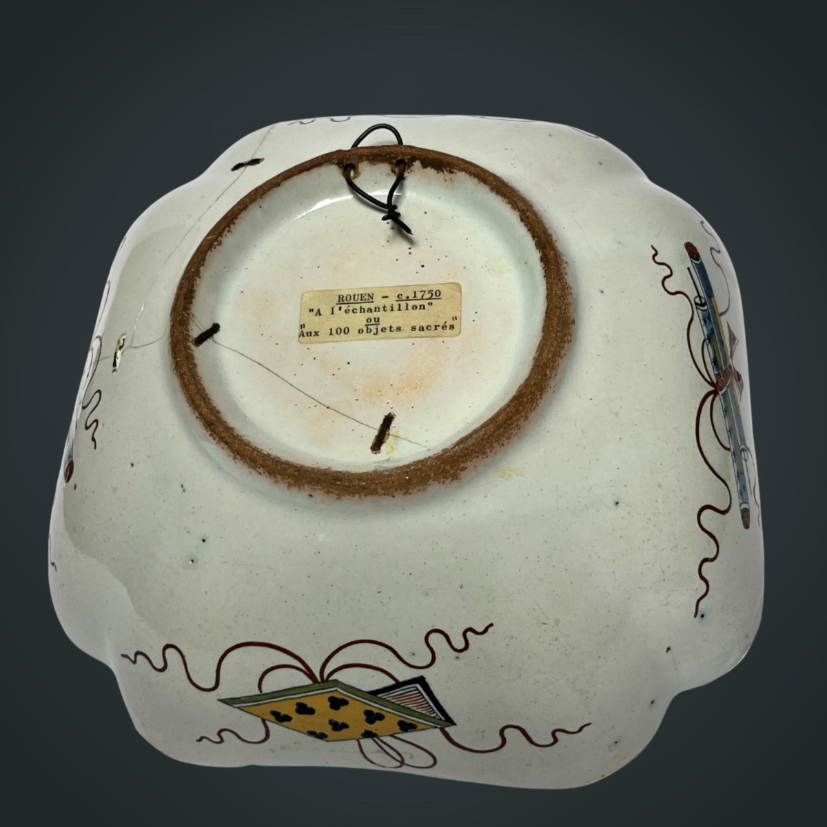Compotier en faïence de Rouen à décor à l'échantillon vers 1750 XVIIIe siècle 18e-photo-8