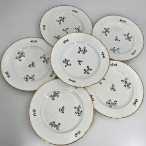 Six Porcelain Plates With Barbeau Decor From The Duc d'Angoulême Manufacture 18th