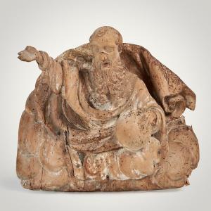 God The Father, High Relief In Linden - South Germany 16th Century Wooden Sculpture High Period