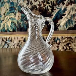 Small Norman Cider Pitcher In Blown Glass With Twisted Sides 18th Century Normandy 18th 18th Century