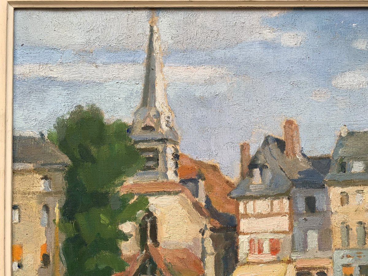 Joseph Chauleur (1878-1965) - Honfleur, Normandy - Oil On Canvas-photo-1