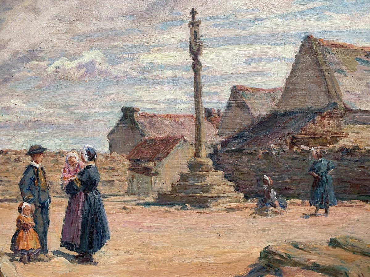 Alphonse Birck (1859-1942) - Lively Scene In Penmarc'h, Brittany - Oil On Canvas-photo-5