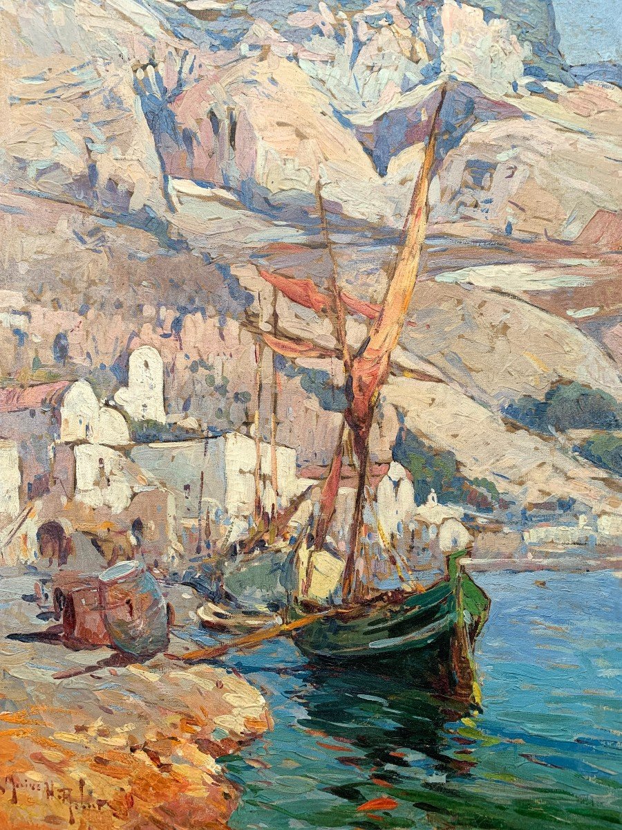 Marius HUBERT-ROBERT (1885-1966) - Santorin, Grèce (circa 1925) - Huile sur toile-photo-3