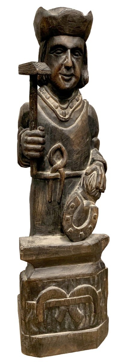 Grande sculpture en bois - Saint Eloi, patron des orfèvres - Bretagne-photo-2