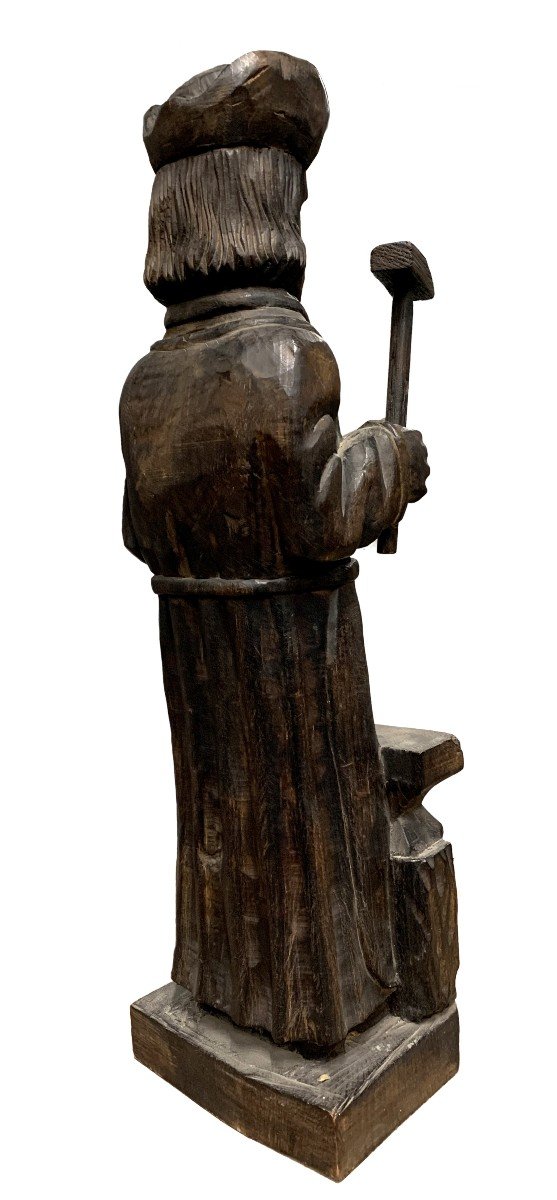 Grande sculpture en bois - Saint Eloi, patron des orfèvres - Bretagne-photo-1