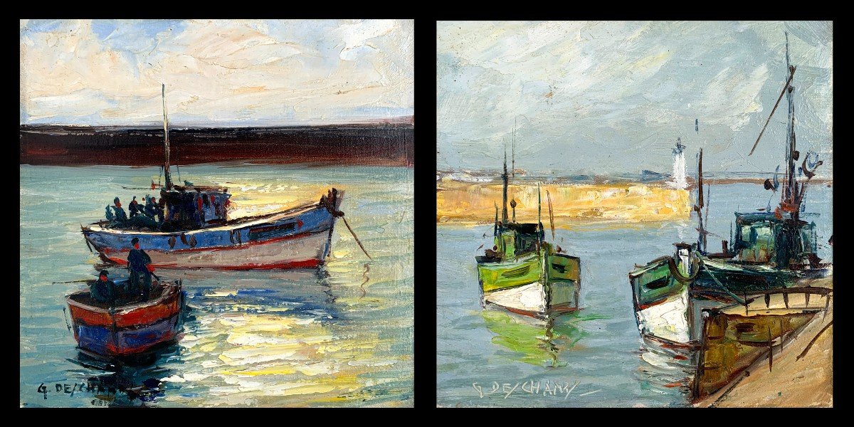 Alexandre GAILLARD-DESCHAMPS (1903-1984) - Bretagne - Paire d'huile - Marine