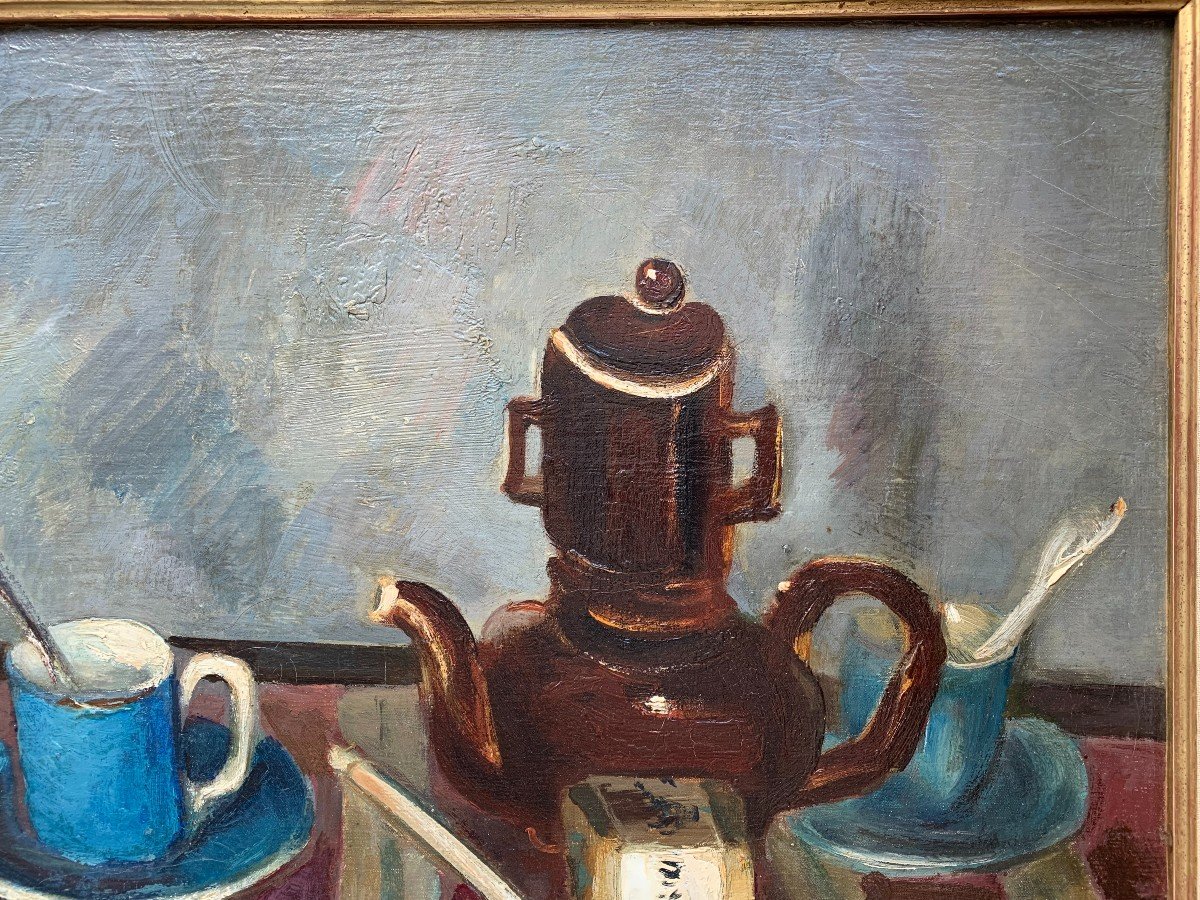 Louis LATAPIE (1891-1972) - Nature morte à la pipe - Huile sur toile-photo-4