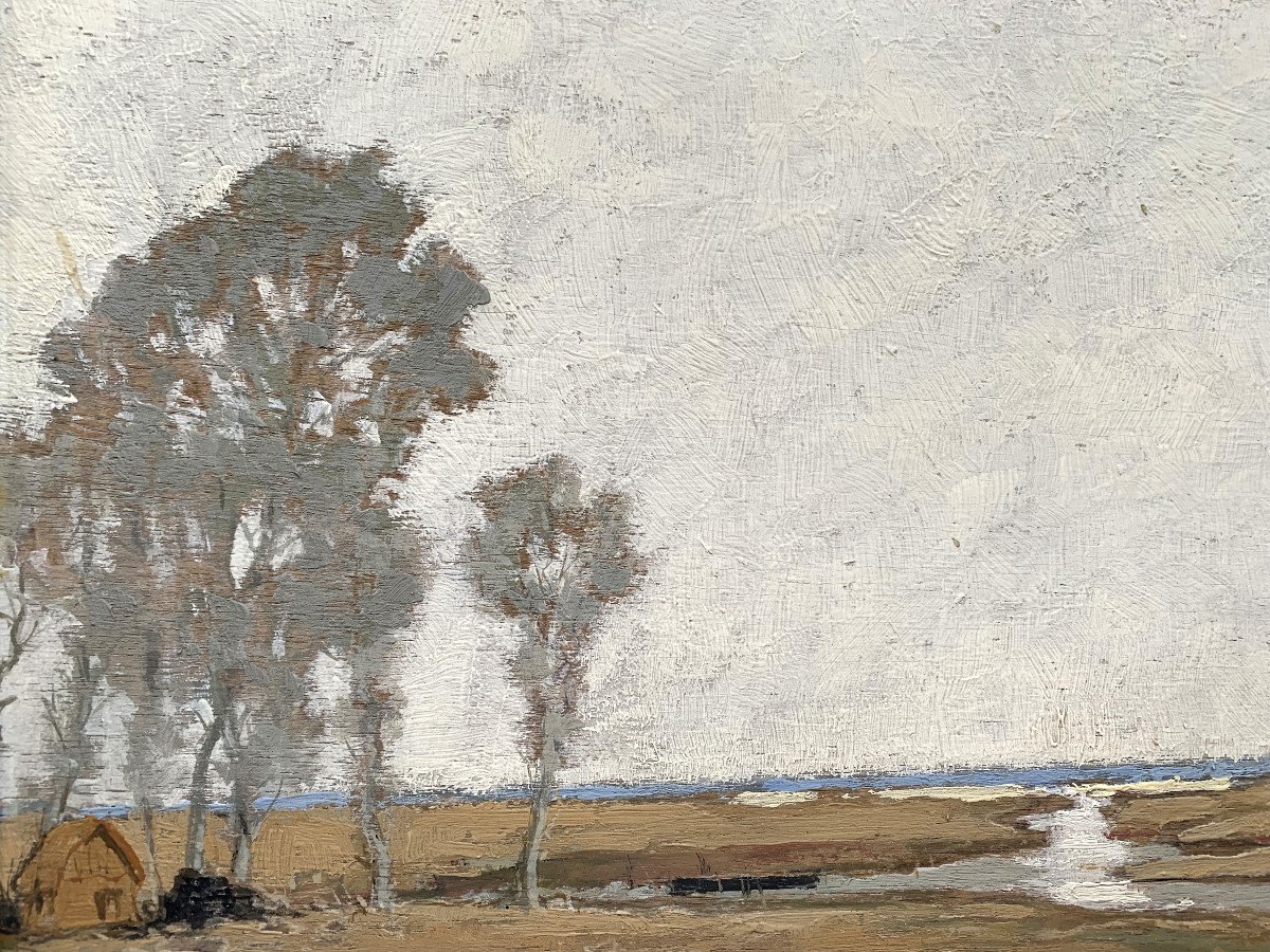 Marcel Jacquier (1877-1957) - La Brière - Oil On Panel-photo-1