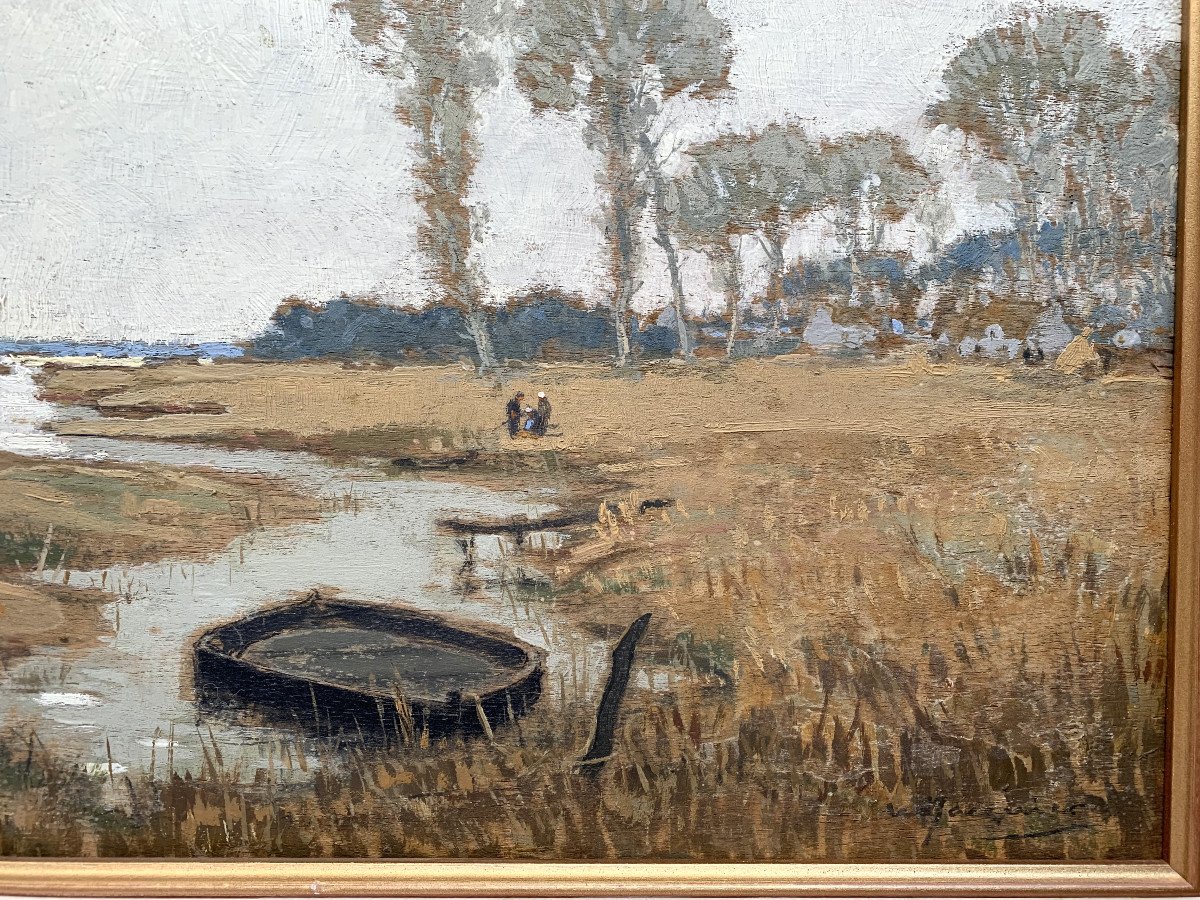 Marcel Jacquier (1877-1957) - La Brière - Oil On Panel-photo-5