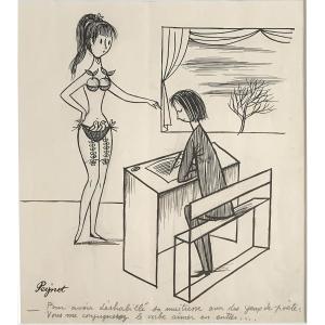 Raymond Peynet (1908-1999) - Loving Poet - Original Drawing