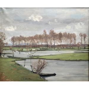 Constant LE BRETON (1895-1985) - Bords de Loire - Huile sur toile