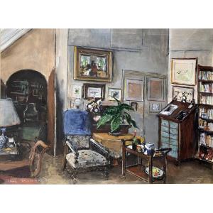 Jacques THEVENET (1891-1989) - Scène d'Intérieur - Gouache