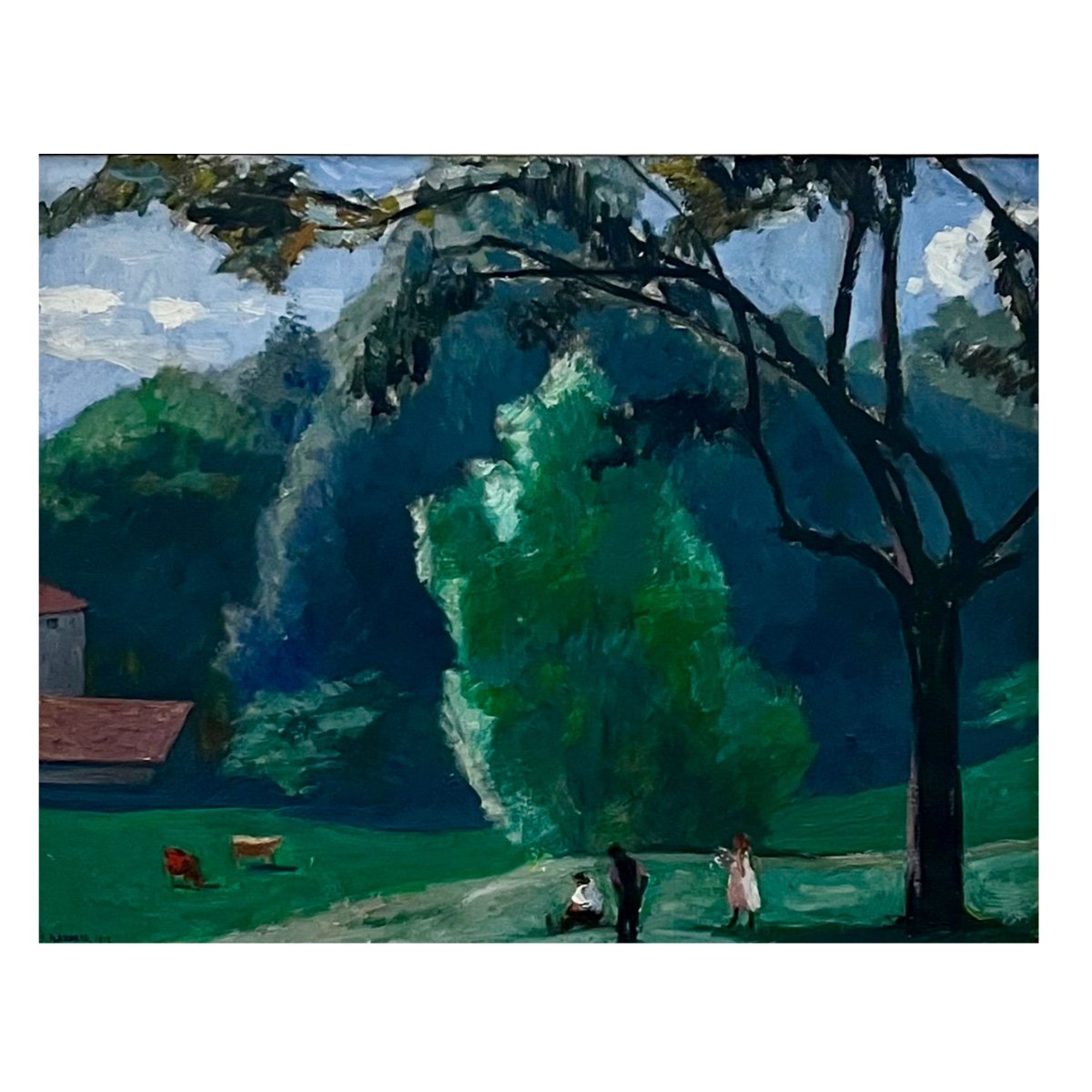 Jules Flandrin Paysage Du Dauphiné Importante Toile, Signée Et Datée 1912-photo-2