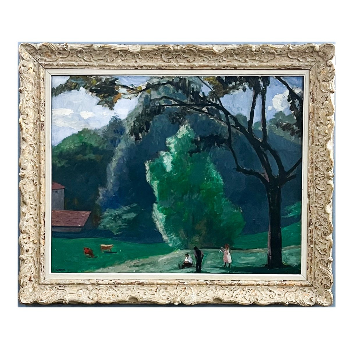 Jules Flandrin Paysage Du Dauphiné Importante Toile, Signée Et Datée 1912-photo-3