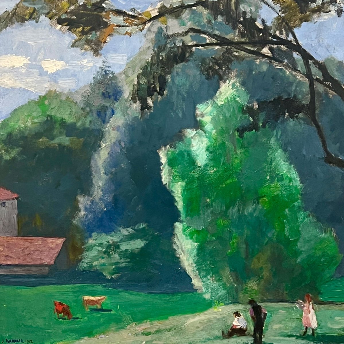 Jules Flandrin Paysage Du Dauphiné Importante Toile, Signée Et Datée 1912-photo-1