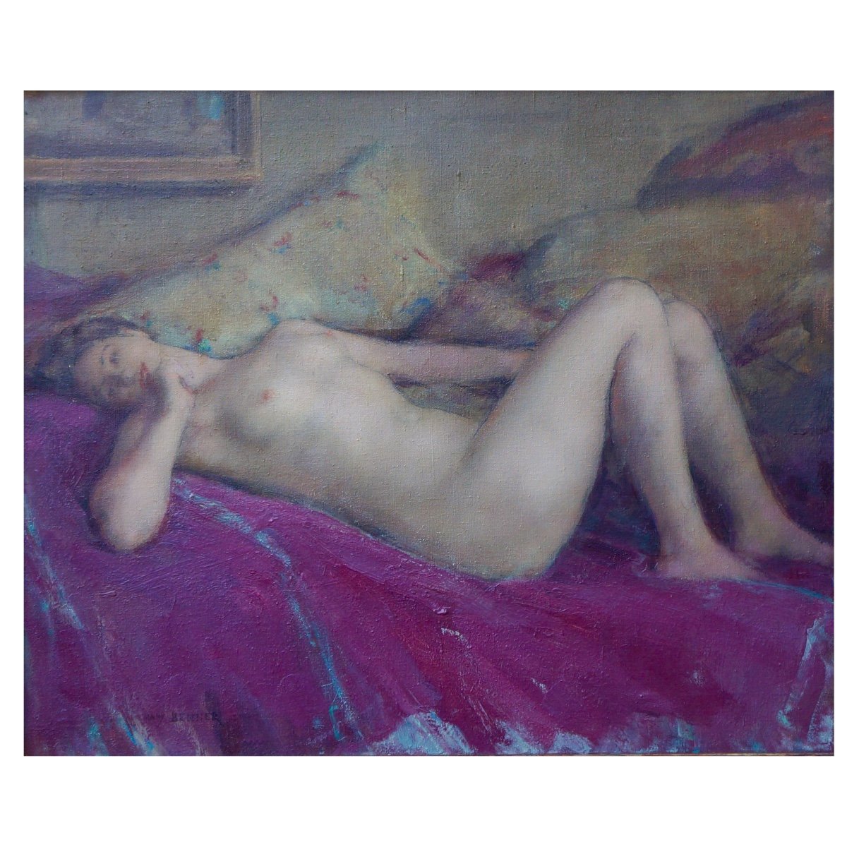 Nude With Red Cloth By Many Benner 1873-1965-photo-2