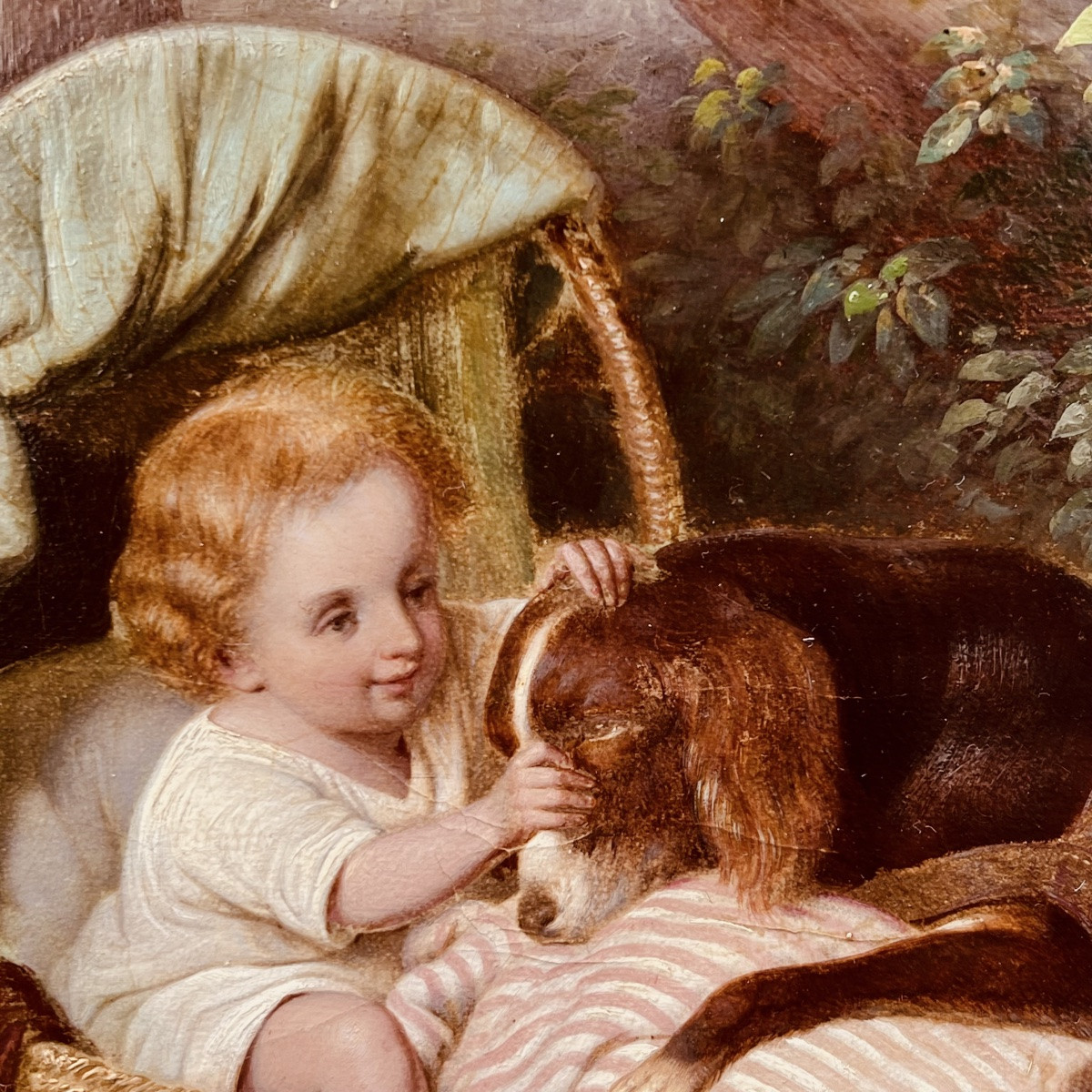 Cherub And His Dog Signed Eduard Wuger (austrian)-photo-2