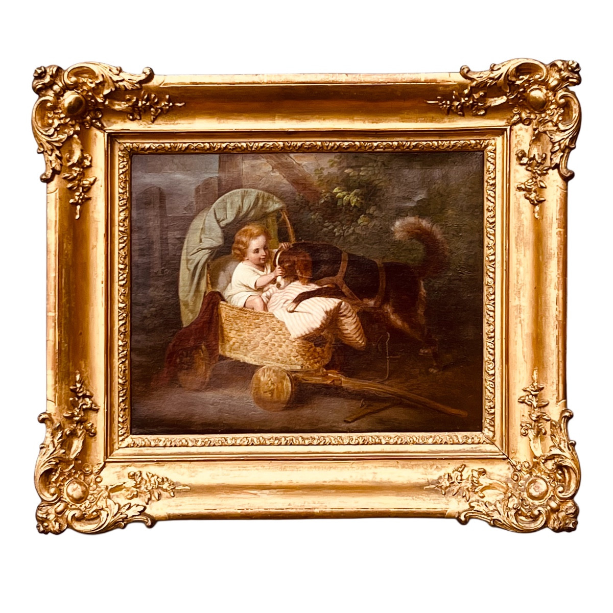 Cherub And His Dog Signed Eduard Wuger (austrian)-photo-4