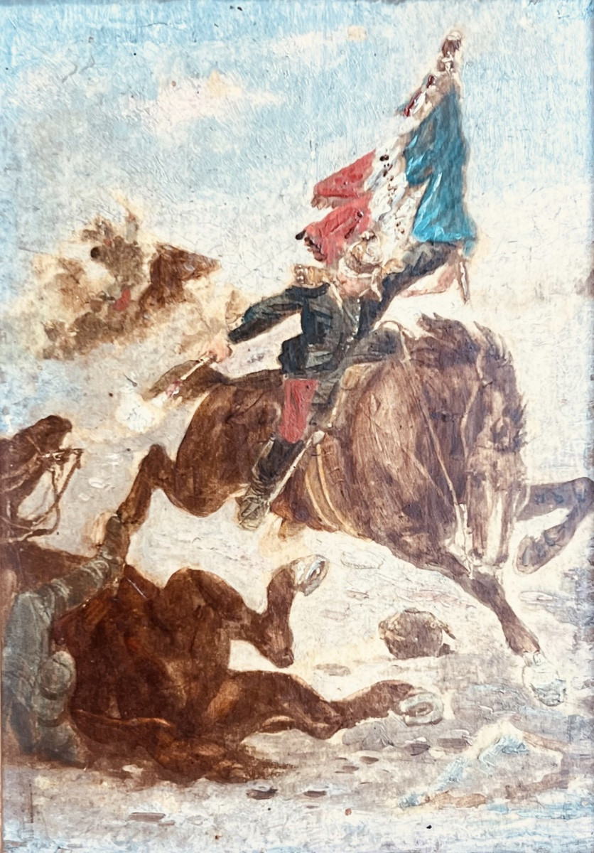 Le Drapeau Sauvé Huile sur bois  Beauquesne XIX ème-photo-4