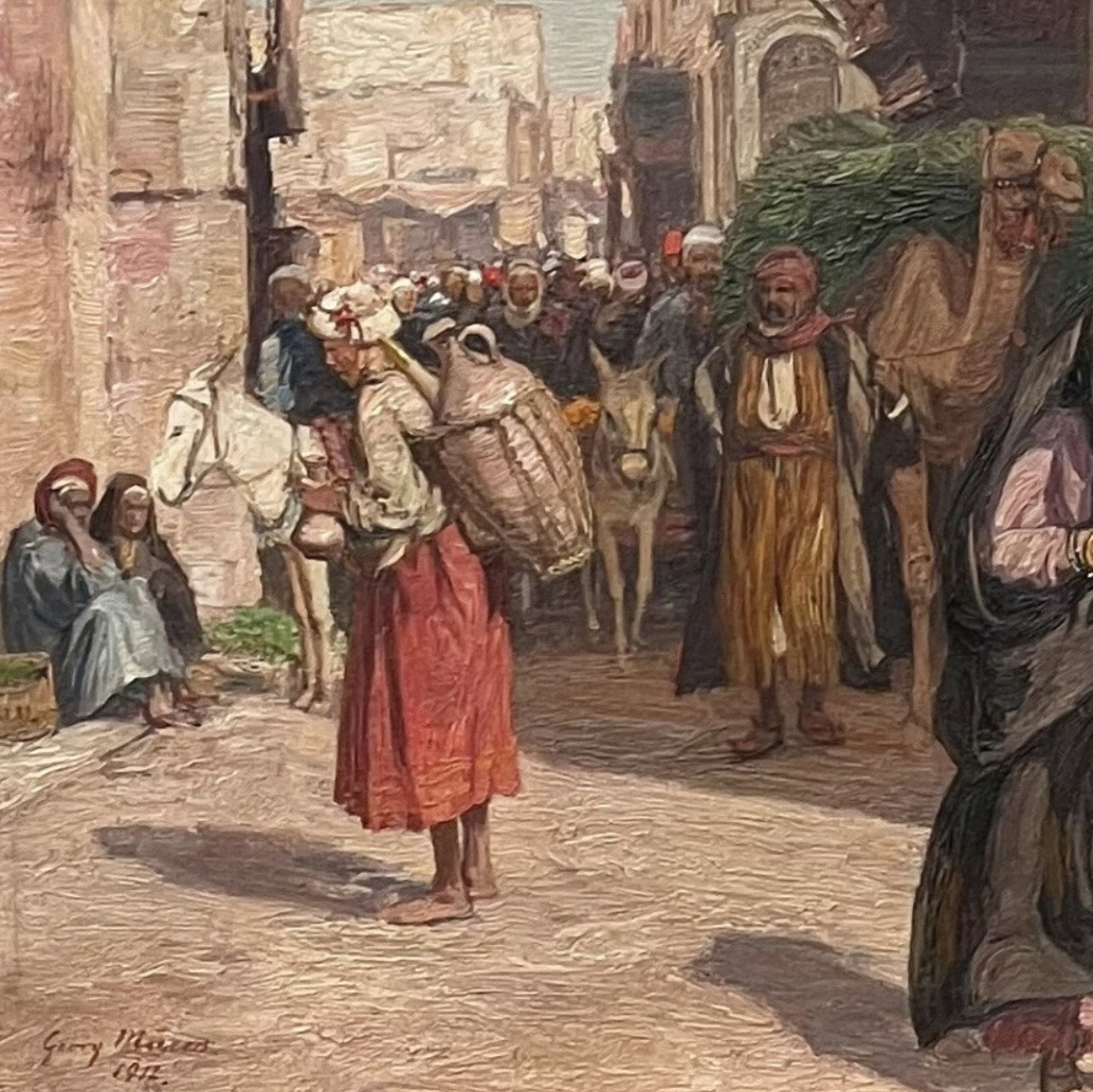 Street Scene In Cairo Orientalist Macco Georg-photo-2