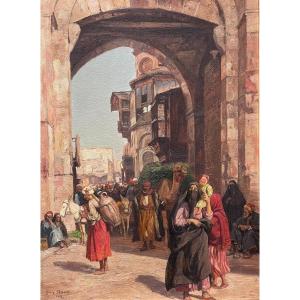 Street Scene In Cairo Orientalist Macco Georg