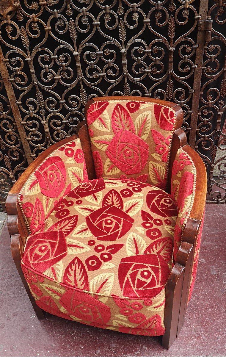 Paire De Fauteuils En Hêtre Teinté Art Déco 1930-photo-6