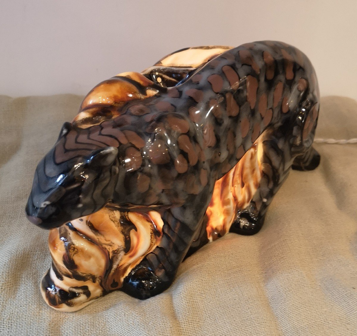 Camille Tharaud Night Light Panther In The Savannah Art Deco 1930-photo-2