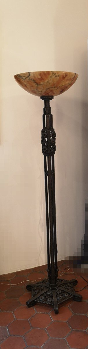 Art Deco Wrought Iron Floor Lamp By Marcel Bergue-photo-1