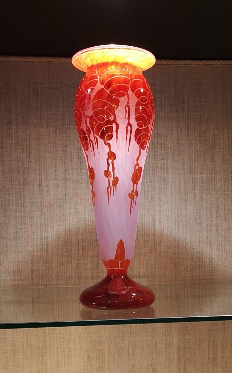 Schneider, Le Verre Français, Grand Vase "cèdres" 40 Cm -photo-2