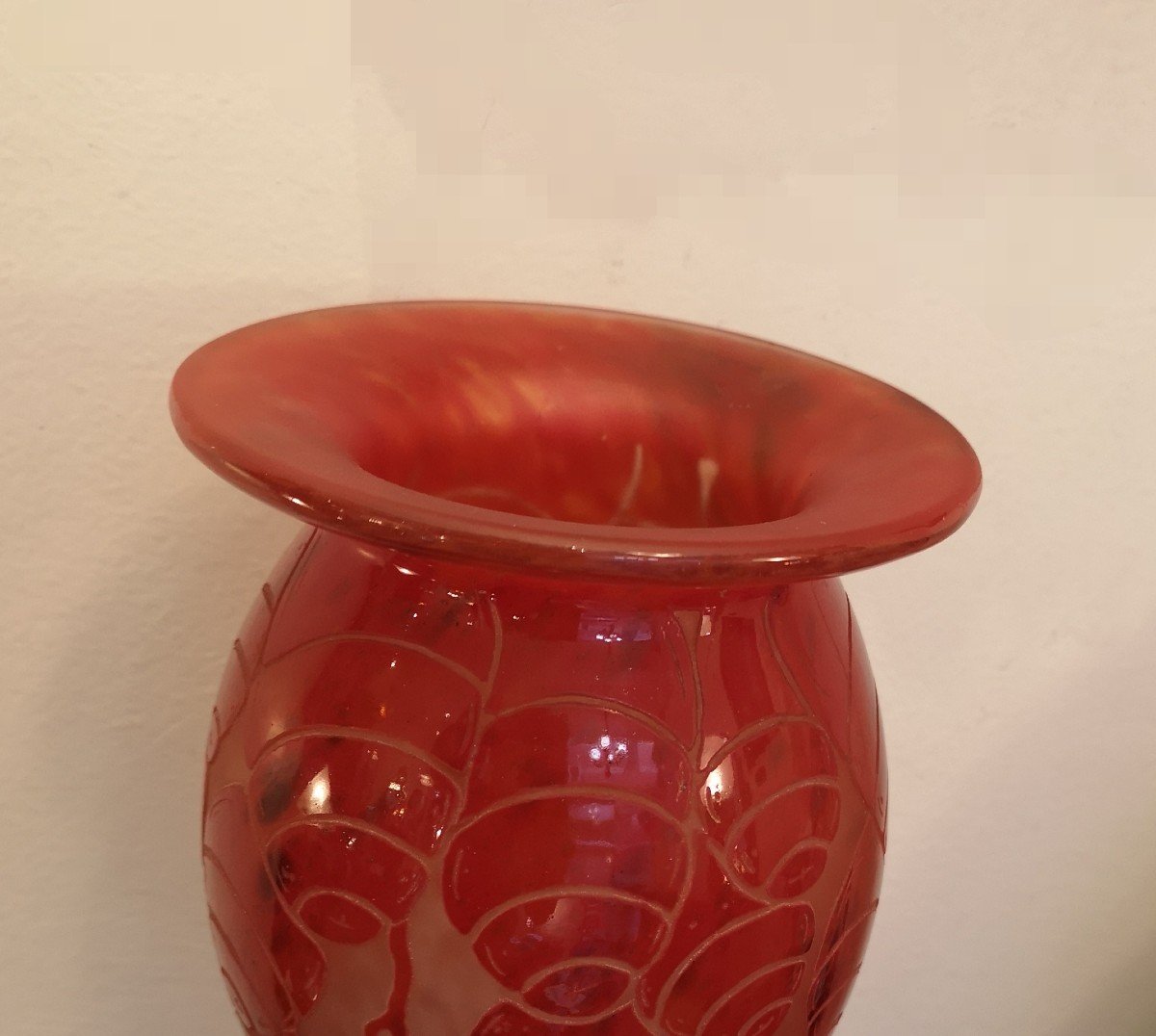 Schneider, Le Verre Français, Grand Vase "cèdres" 40 Cm -photo-1