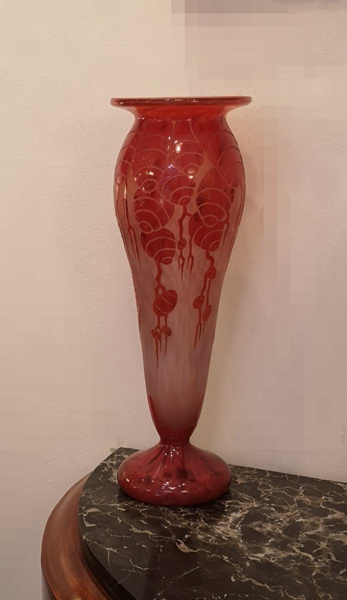 Schneider, Le Verre Français, Grand Vase "cèdres" 40 Cm -photo-2