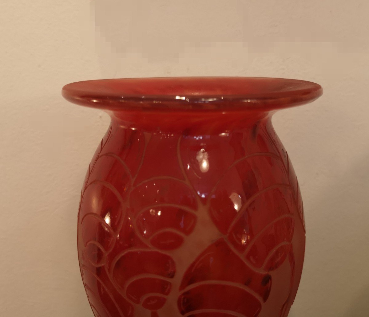 Schneider, Le Verre Français, Grand Vase "cèdres" 40 Cm -photo-3