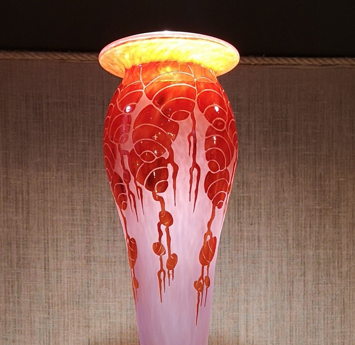 Schneider, Le Verre Français, Grand Vase "cèdres" 40 Cm -photo-7