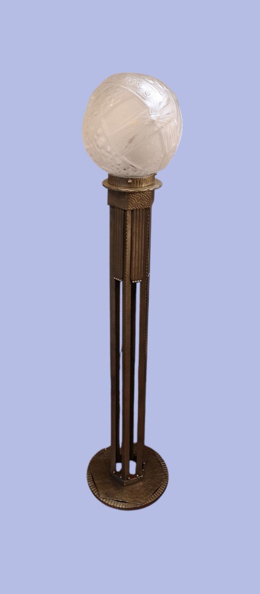 Art Deco Floor Lamp 1930 Wrought Iron By Marcel Vasseur-photo-3