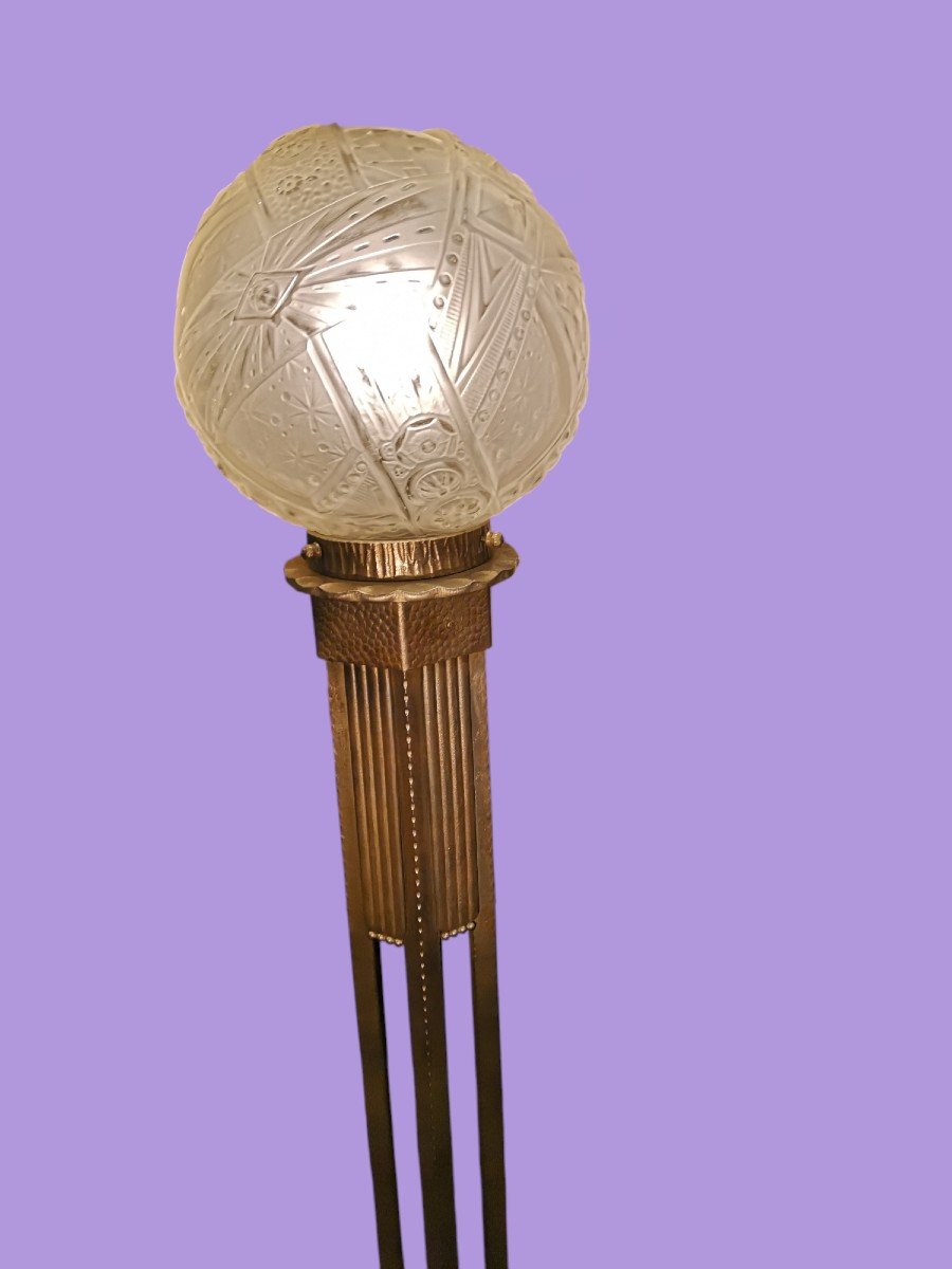 Art Deco Floor Lamp 1930 Wrought Iron By Marcel Vasseur-photo-5